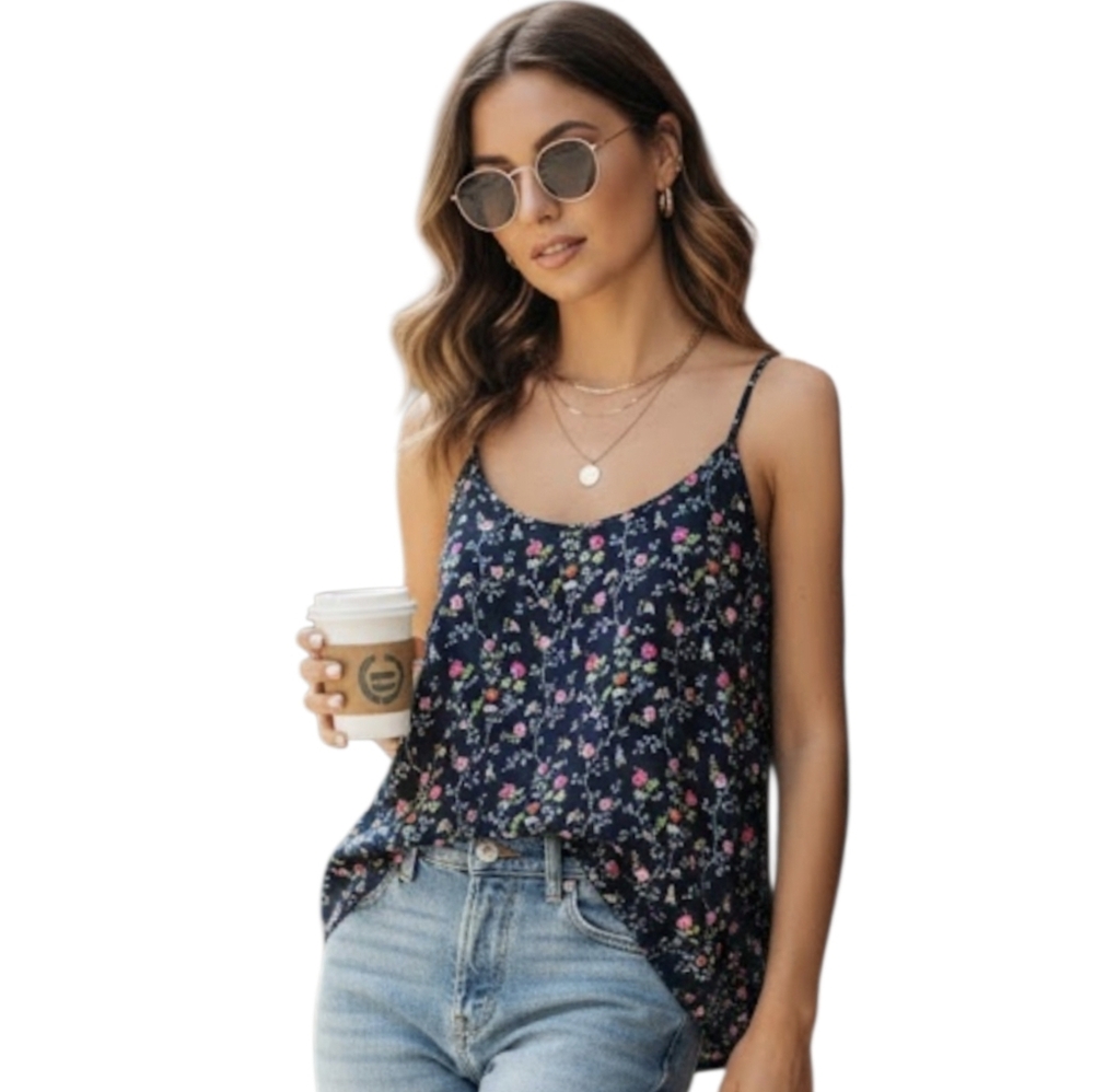 BB Collection Floral Spaghetti Strap Top, Size S